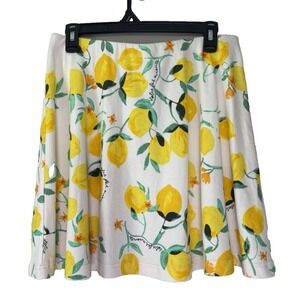 H&M Womens Lemon Print Swing Skirt Medium Cottagecore Euro Summer Amalfi Coast